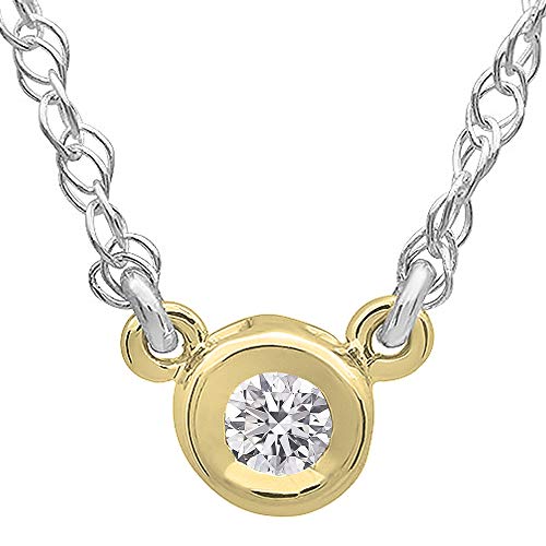 0.10 Carat (ctw) Round Lab Grown Diamond Ladies Solitaire Pendant 1/10 CT 10K Yellow Gold