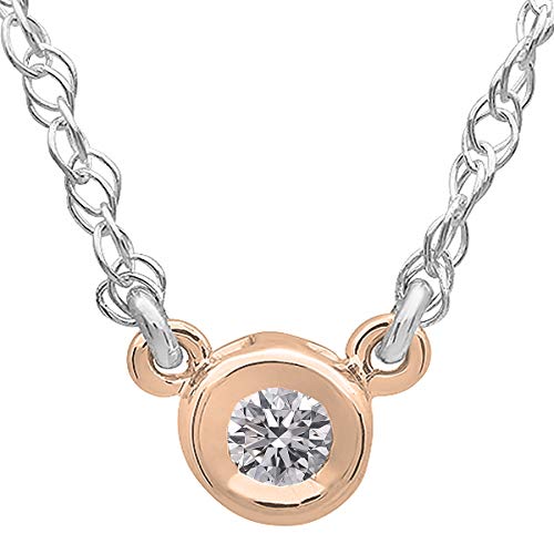 0.33 Carat (ctw) Round Lab Grown Diamond Ladies Solitaire Pendant 1/3 CT 10K Rose Gold
