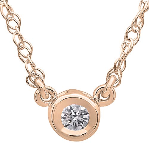 0.33 Carat (ctw) Round Lab Grown Diamond Ladies Solitaire Pendant 1/3 CT 10K Rose Gold