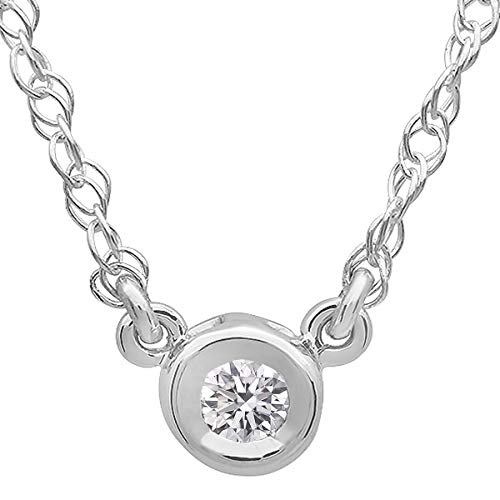 0.20 Carat (ctw) Round Lab Grown Diamond Ladies Solitaire Pendant 10K White Gold