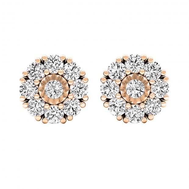 0.25 Carat (cttw) Round Lab Grown White Diamond Ladies Stud Earrings 1/4 CT 10K Rose Gold
