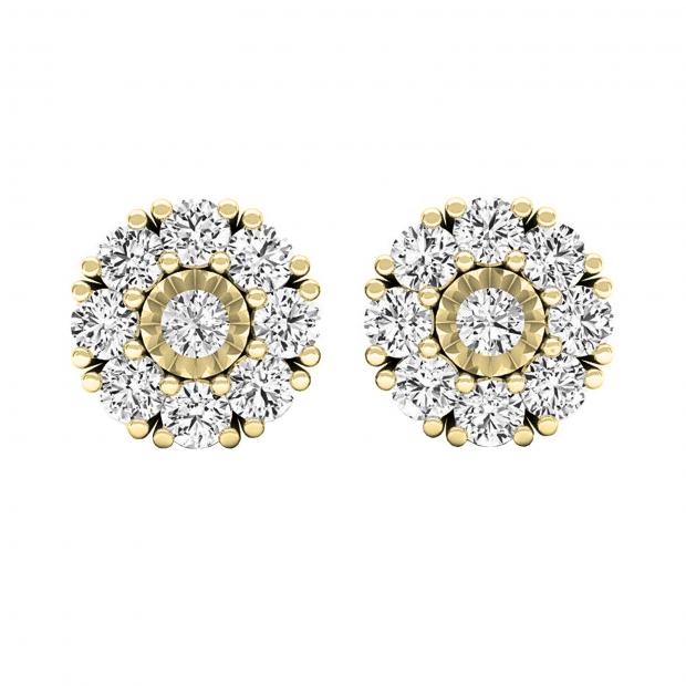 0.25 Carat (cttw) Round Lab Grown White Diamond Ladies Stud Earrings 1/4 CT 14K Yellow Gold