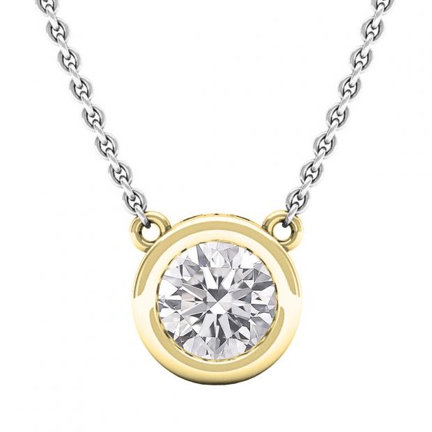 1.00 Carat (cttw) Round Lab Grown Diamond Ladies Solitaire Pendant 1 CT 10K Yellow Gold