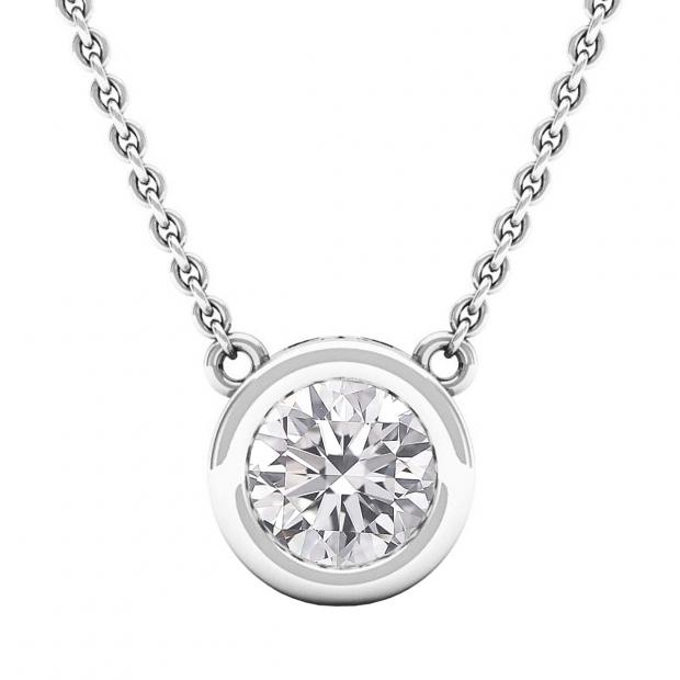 1.00 Carat (cttw) Round Lab Grown Diamond Ladies Solitaire Pendant 1 CT 10K White Gold