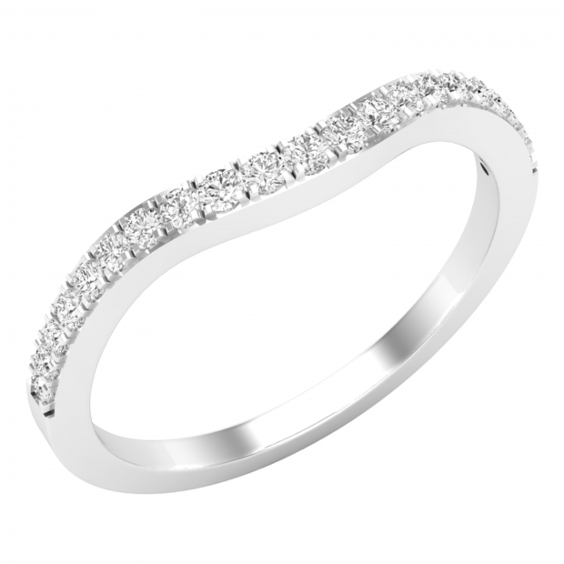 0.25 Carat (ctw) Round Lab Grown Diamond Ladies Wedding Contour Stackable Band 1/4 CT Sterling Silver