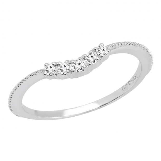 0.10 Carat (ctw) Round Lab Grown Diamond Ladies Wedding Contour Ring 1/10 CT Sterling Silver