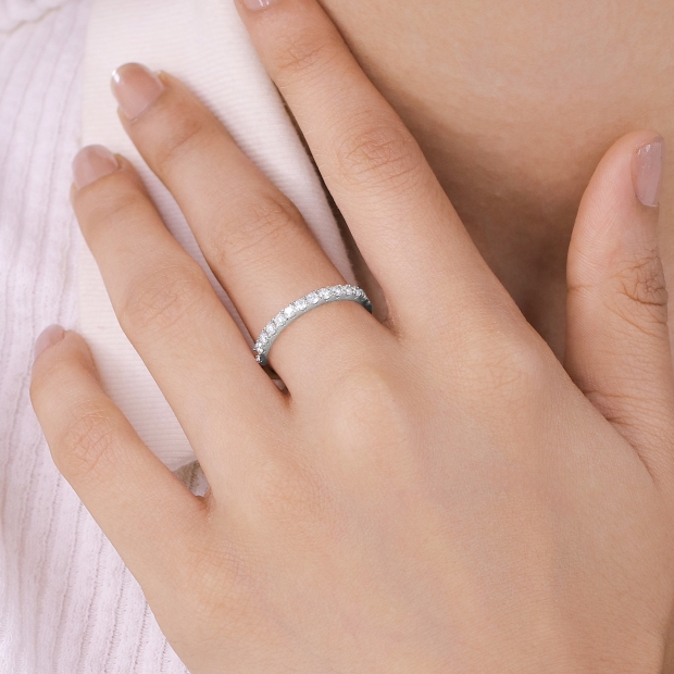 0.65 Carat (ctw) Round Lab Grown Diamond Ladies Anniversary Wedding Stackable Band 14K White Gold