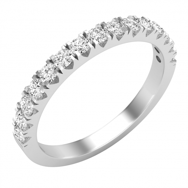 0.65 Carat (ctw) Round Lab Grown Diamond Ladies Anniversary Wedding Stackable Band 14K White Gold