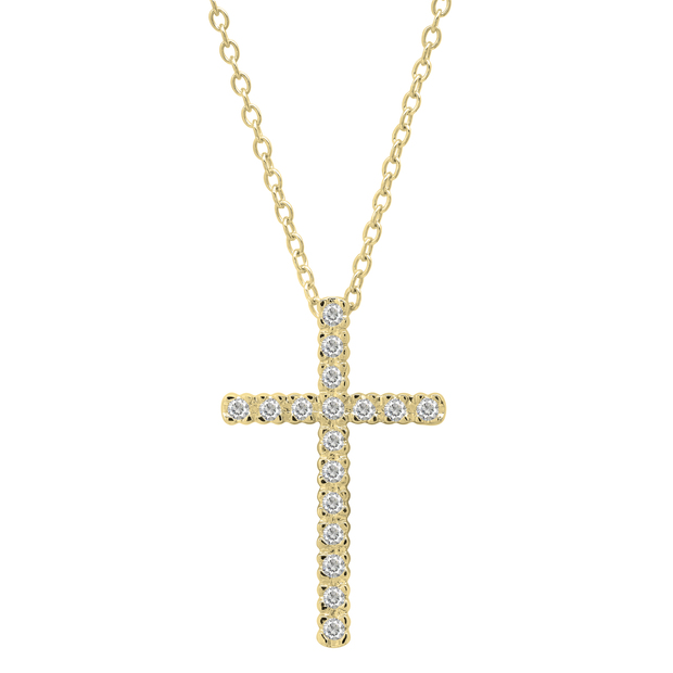 0.25 Carat (ctw) Round Lab Grown Diamond Mens Ladies Unisex Cross Pendant 1/4 CT 10K Yellow Gold