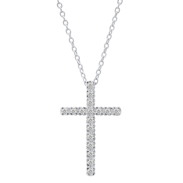 0.25 Carat (ctw) Round Lab Grown Diamond Mens Ladies Unisex Cross Pendant 1/4 CT Sterling Silver