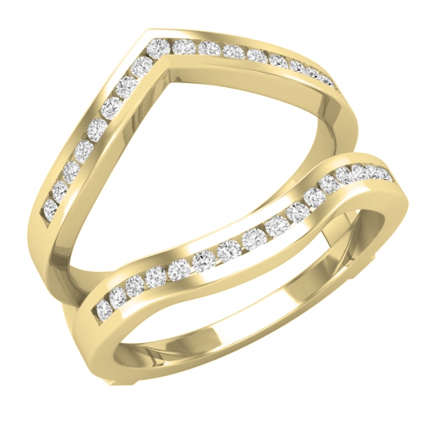 0.30 Carat (ctw) Round Lab Grown Diamond Ladies Wedding Band Guard Ring 1/3 CT 10K Yellow Gold