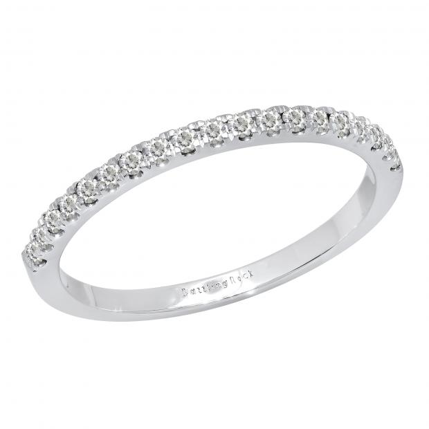 0.25 Carat (ctw) Round Lab Grown Diamond Ladies Stackable Wedding Band 1/4 CT Sterling Silver