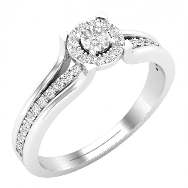0.25 Carat (ctw) Round Lab Grown Diamond Ladies Promise Engagement Ring 1/4 CT Sterling Silver