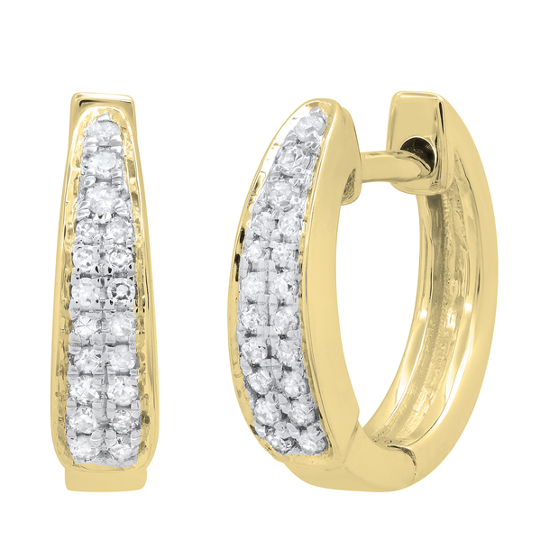 0.15 Carat (ctw) Round Lab Grown Diamond Ladies Huggies Hoop Earrings 14K Yellow Gold