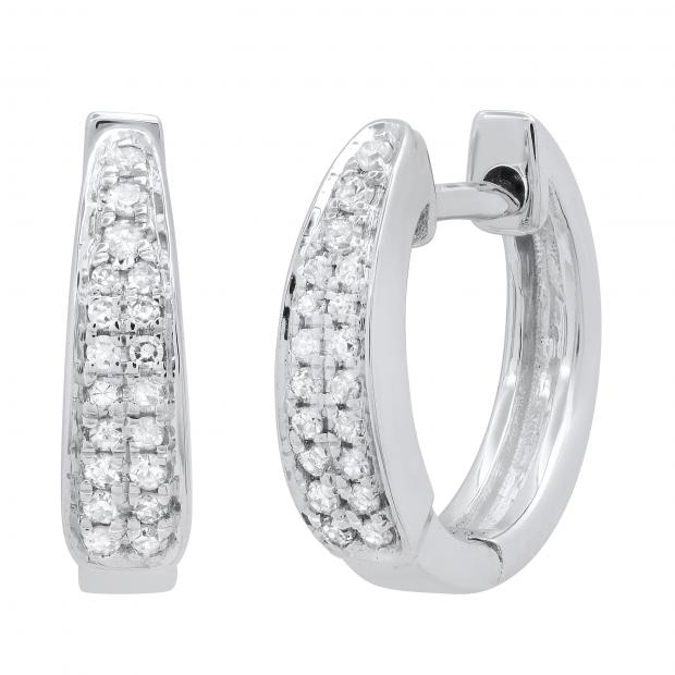 0.15 Carat (ctw) Round Lab Grown Diamond Ladies Huggies Hoop Earrings Sterling Silver
