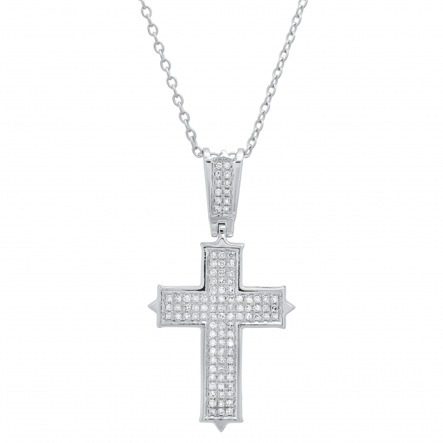 0.32 Carat (ctw) Round Lab Grown Diamond Ladies Cross Pendant 1/3 CT Sterling Silver