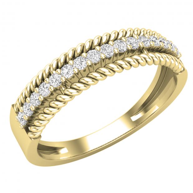 0.19 Carat (ctw) Round Lab Grown Diamond Ladies Rope Style Anniversary Wedding Band 14K Yellow Gold