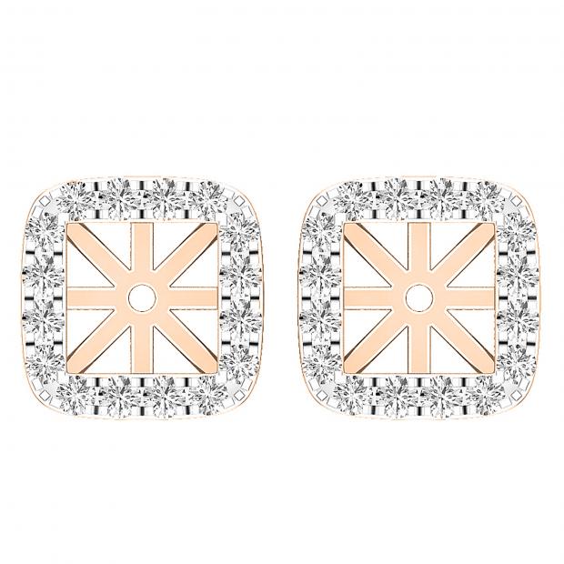 0.40 Carat (ctw) Round Lab Grown Diamond Removable Jackets For Stud Earrings 18K Rose Gold
