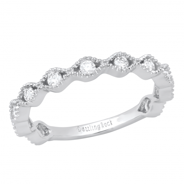 0.37 Carat (ctw) Round Lab Grown Diamond Ladies Wedding Stackable Band Sterling Silver