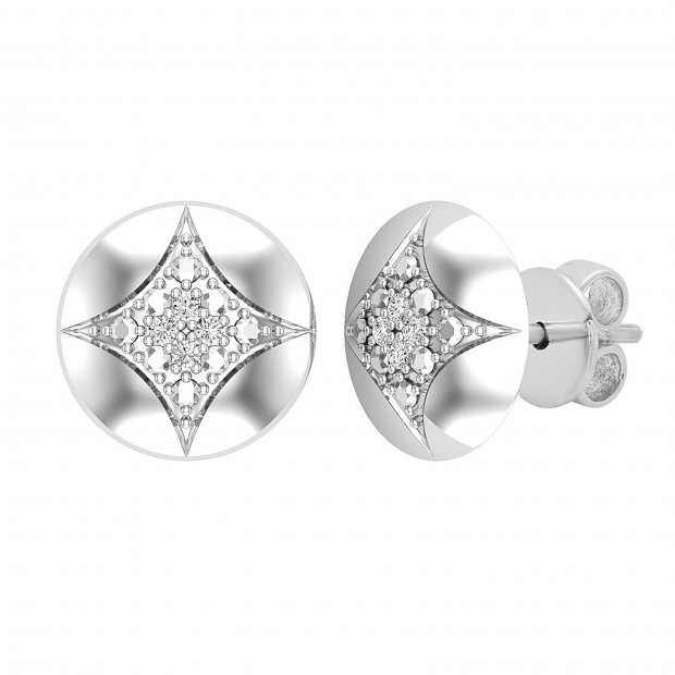 0.05 Carat (ctw) Round Lab Grown Diamond Ladies Rounded Kite Shape Stud Earrings 10K White Gold