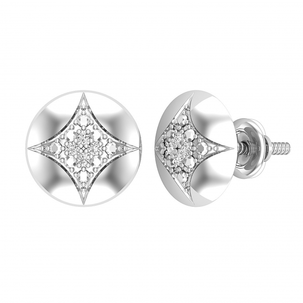 0.05 Carat (ctw) Round Lab Grown Diamond Ladies Rounded Kite Shape Stud Earrings Sterling Silver