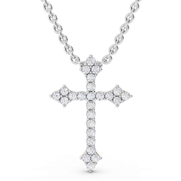 0.25 Carat (ctw) Round Lab Grown Diamond Ladies Cross Pendant 1/4 CT 10K White Gold