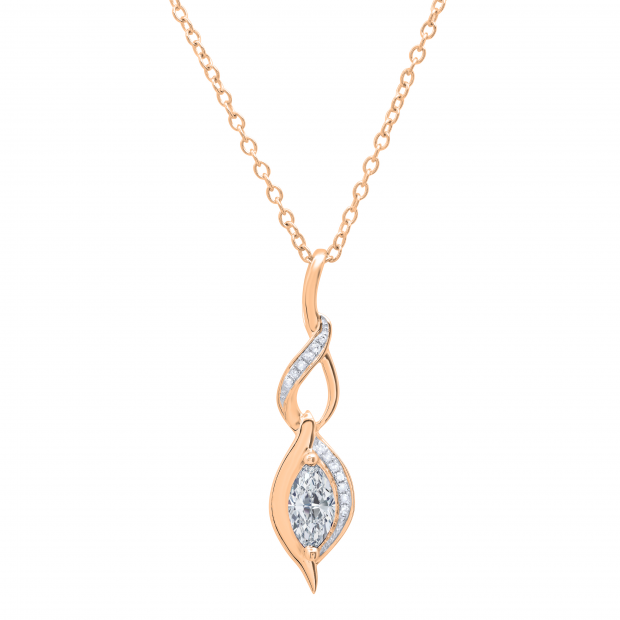 0.65 Carat (ctw) Marquise & Round Lab Grown Diamond Ladies Twist Infinity Pendant 18K Rose Gold