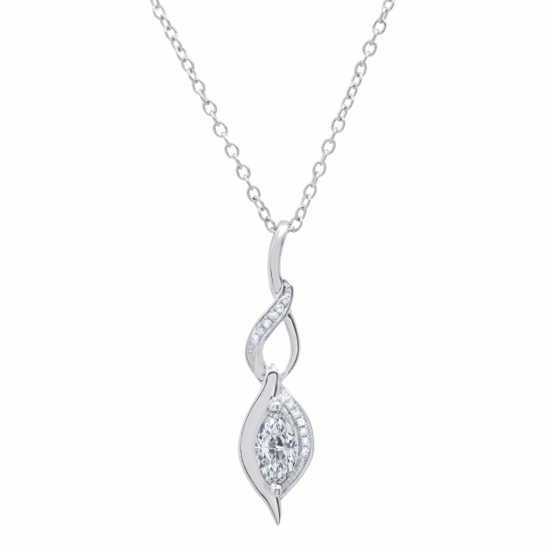 0.65 Carat (ctw) Marquise & Round Lab Grown Diamond Ladies Twist Infinity Pendant Sterling Silver