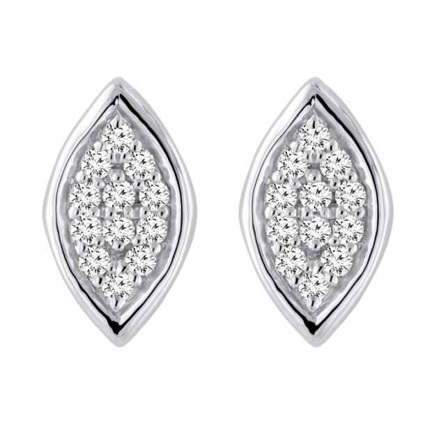 0.10 Carat (ctw) Round lab Grown Diamond Ladies Marquise Shape Stud Earring 1/10 CT 10K White Gold