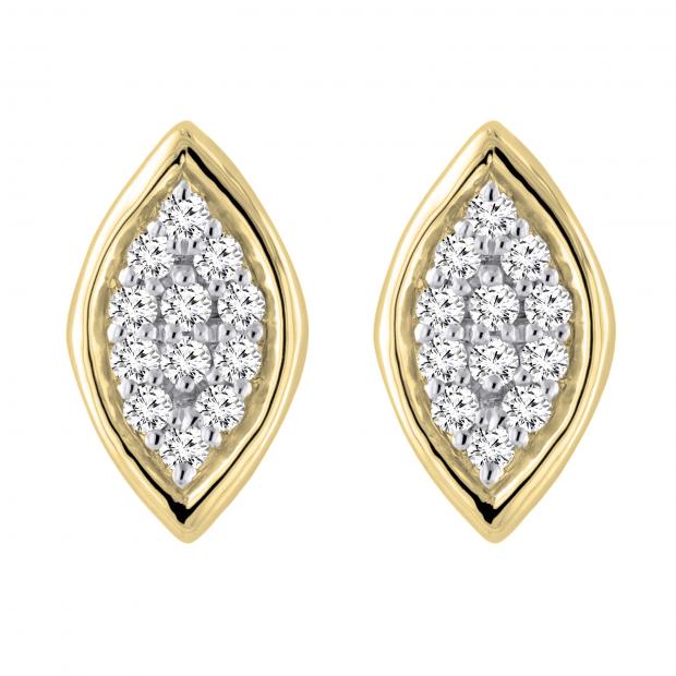 0.10 Carat (ctw) Round lab Grown Diamond Ladies Marquise Shape Stud Earring 1/10 CT 18K Yellow Gold