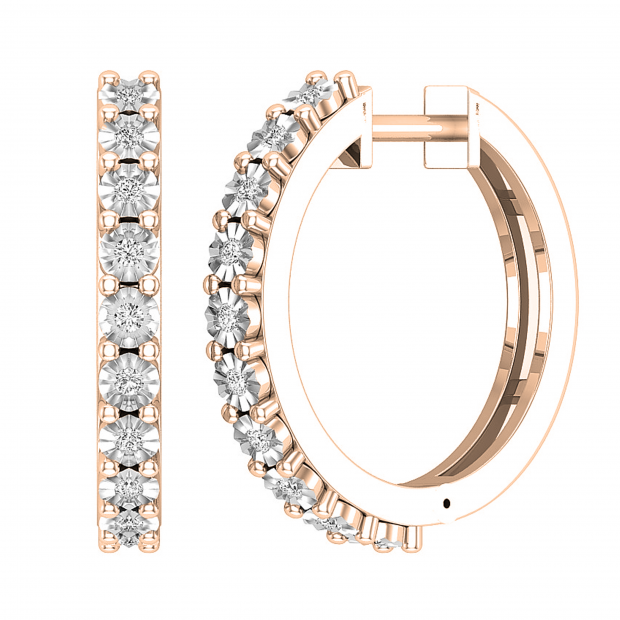0.15 Carat (ctw) Round Lab Grown Diamond Ladies Huggies Hoop Earrings 18K Rose Gold