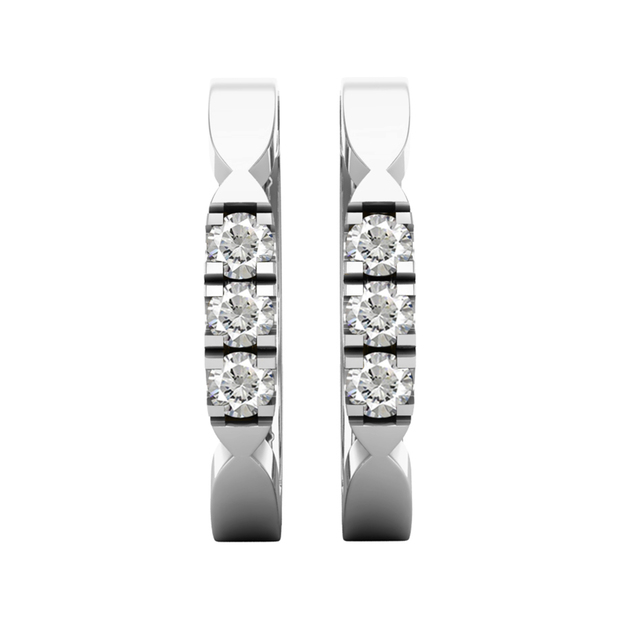 0.60 Carat (ctw) Round Lab Grown White Diamond Ladies 3 Stone Hoop Earrings 1/2 CT 925 Sterling Silver