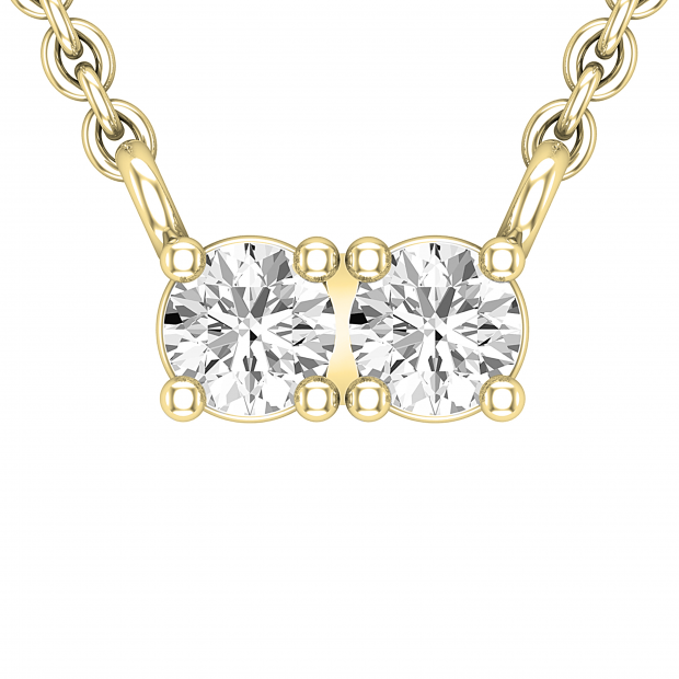 0.30 Carat (ctw) Two Stone Round Lab Grown Diamond Pendant for Her 1/3 CT 10K Yellow Gold