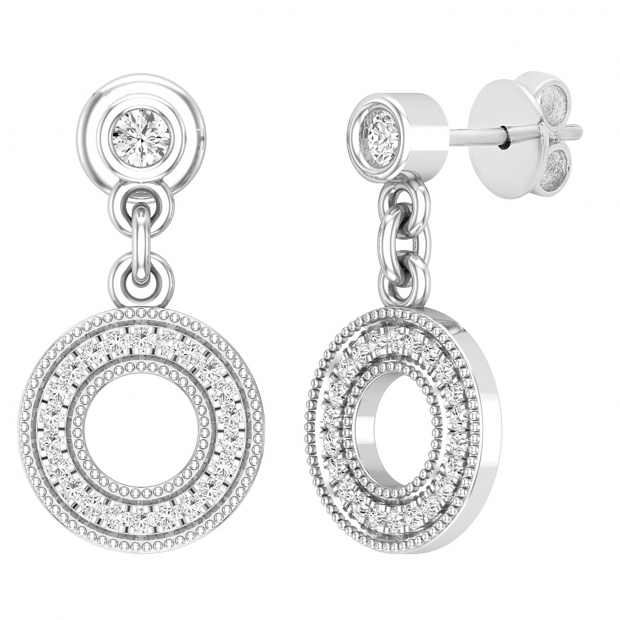 0.20 Carat (ctw) Round Lab Grown White Diamond Open Circle Drop & Dangle Earrings for Her 1/5 CT | 925 Sterling Silver