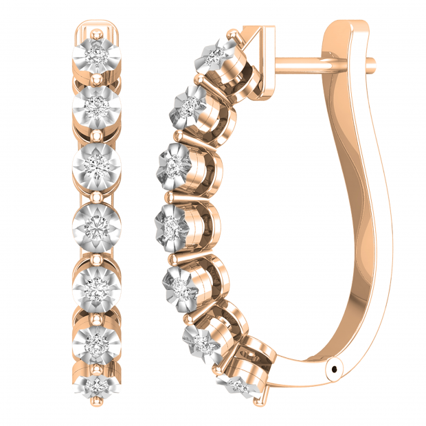 Round Lab Grown White Diamond Retro-Style Hoop Fashion Earrings For Her (0.24 ctw, Color H-I, Clarity SI2) | 10K Rose Gold