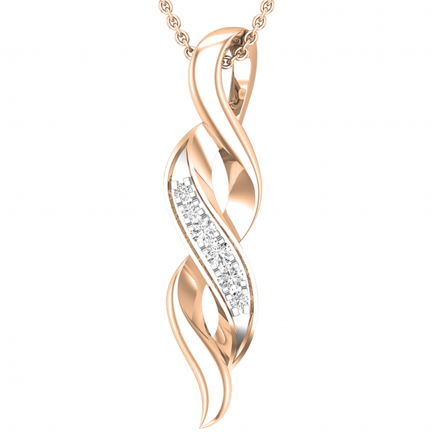 Round Lab Grown White Diamond Classic Twist Pendant For Women (0.09 ctw, Color H-I, Clarity SI2) | 18K Rose Gold