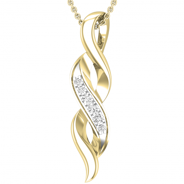 Round Lab Grown White Diamond Classic Twist Pendant For Women (0.09 ctw, Color H-I, Clarity SI2) | 18K Yellow Gold