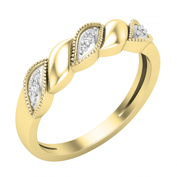 Lab Grown Round White Diamond Twist Wedding Band Ring for Women ( 0.09 ctw, Color H-I, Clarity SI2) | 14K Yellow Gold