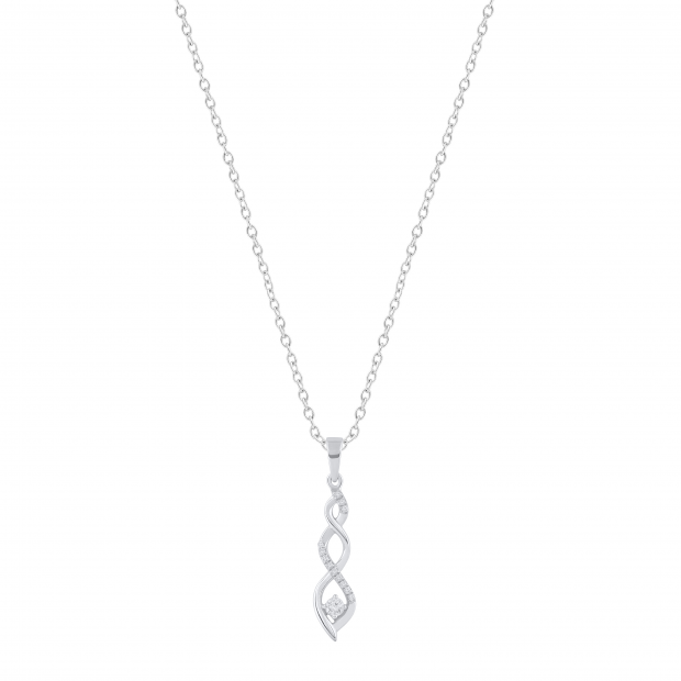 Round Lab Grown White Diamond Twisted Criss Cross Swirl Pendant for Women with 18 Inch Silver Chain (0.15 ctw, Color H-I, Clarity SI2) in 925 Sterling Silver