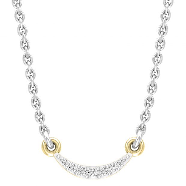 Dazzlingrock Collection Round Lab Grown White Diamond graduating curved bar Pendant for Women (0.06 ctw, Color H-I, Clarity SI2) in 10K Yellow Gold