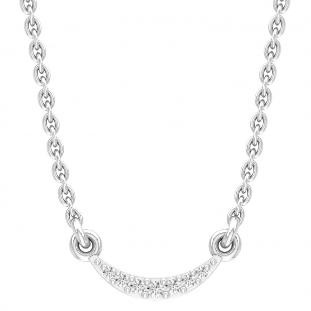 Dazzlingrock Collection Round Lab Grown White Diamond graduating curved bar Pendant for Women (0.06 ctw, Color H-I, Clarity SI2) in 925 Sterling Silver