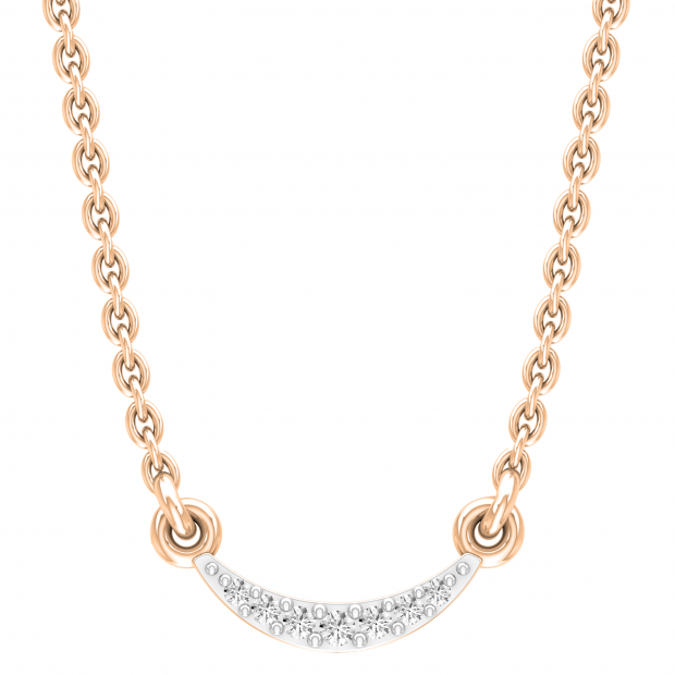 Dazzlingrock Collection Round Lab Grown White Diamond graduating curved bar Pendant for her (0.06 ctw, Color H-I, Clarity SI2) in 18K Rose Gold