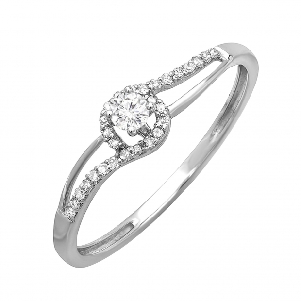 Round Lab Grown White Diamond Solitaire Split Shank Engagement Ring for Women (0.16 ctw, Color H-I, Clarity SI2) in 925 Sterling Silver