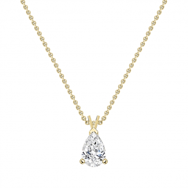 IGI Certified 3.00 Cttw Pear Cut Solitaire Lab Grown Diamond Classic Pendant with 18 inch Gold Chain, 14K Yellow Gold