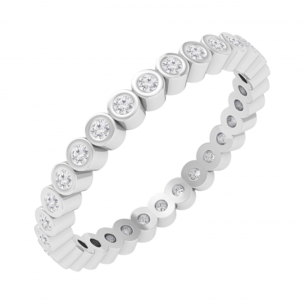 Round Lab Grown White Diamond Bezel-Set Stackable Eternity Wedding Band for Women (0.26 ctw, Color H-I, Clarity SI2) in 925 Sterling Silver
