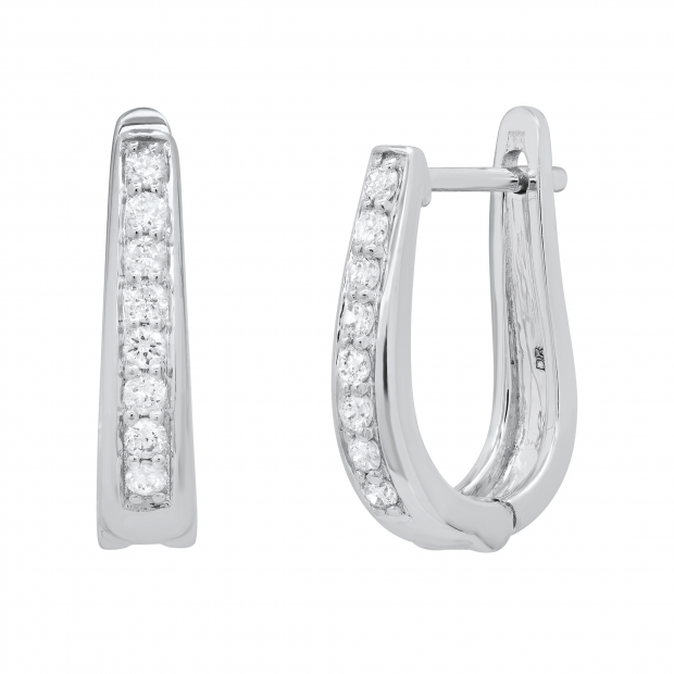 Round Lab Grown White Diamond Bewitching Geometric Hoop earrings for Women (0.24 ctw, Color H-I, Clarity SI2) in 925 Sterling Silver