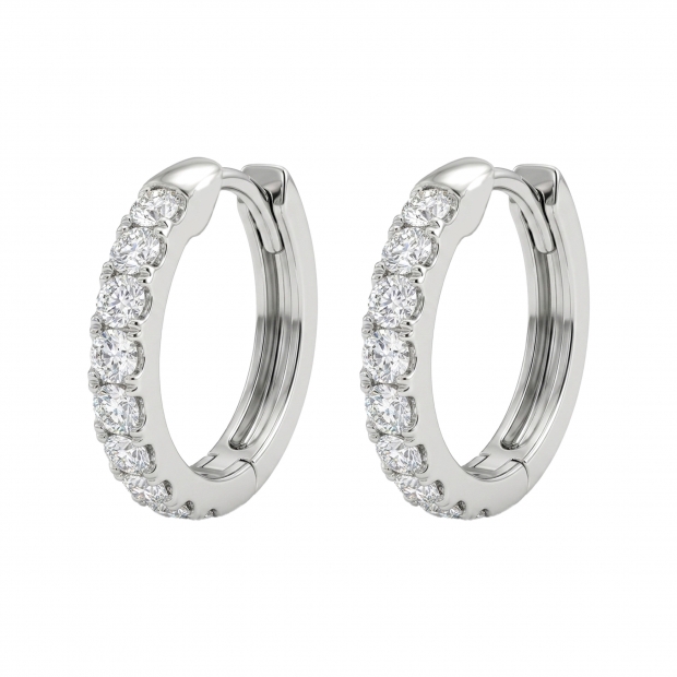 0.25 Ctw IGI Certified Round Lab Grown Diamond 9 Stone Hoop Earrings for Women | SI Clarity, E-F Color | 925 Sterling Silver