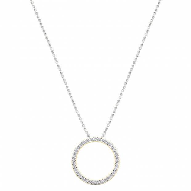 Round Lab Grown White Diamond Open Eternity Circle of Life Circle Pendant for Women (1.75 ctw, Color H-I, Clarity SI2) in 14K Yellow Gold