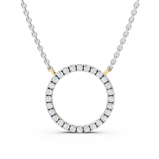 Round Lab Grown White Diamond Open Eternity Circle of Life Pendant for Women (0.33 ctw Color H-I Clarity SI2) in 10K Yellow Gold