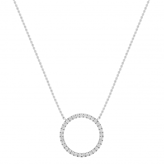 Round Lab Grown White Diamond Open Eternity Circle of Life Pendant for Her (1.00 ctw Color H-I Clarity SI2) in 10K White Gold